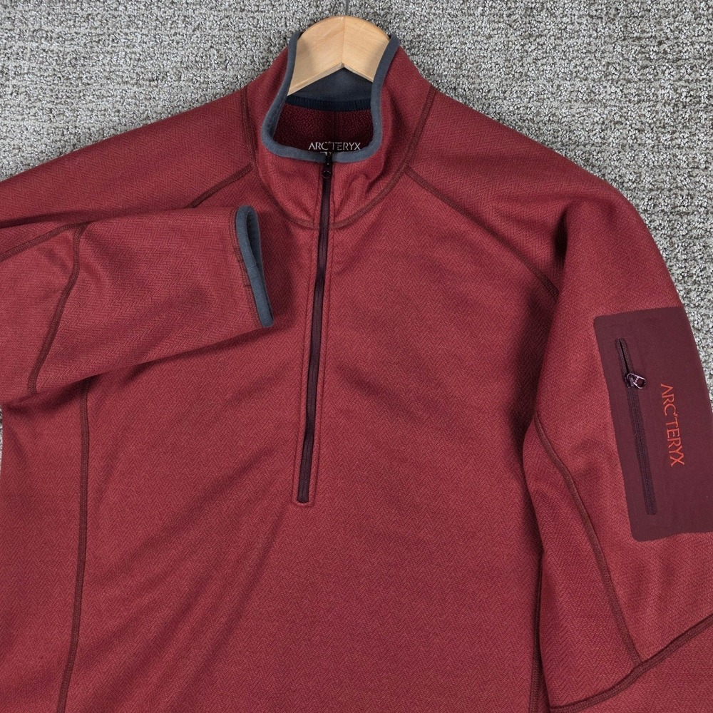 Arc'teryx Mens‎ Fleece Sniper 1/4 Zip Pullover Red Polartec Jacket Sz Medium